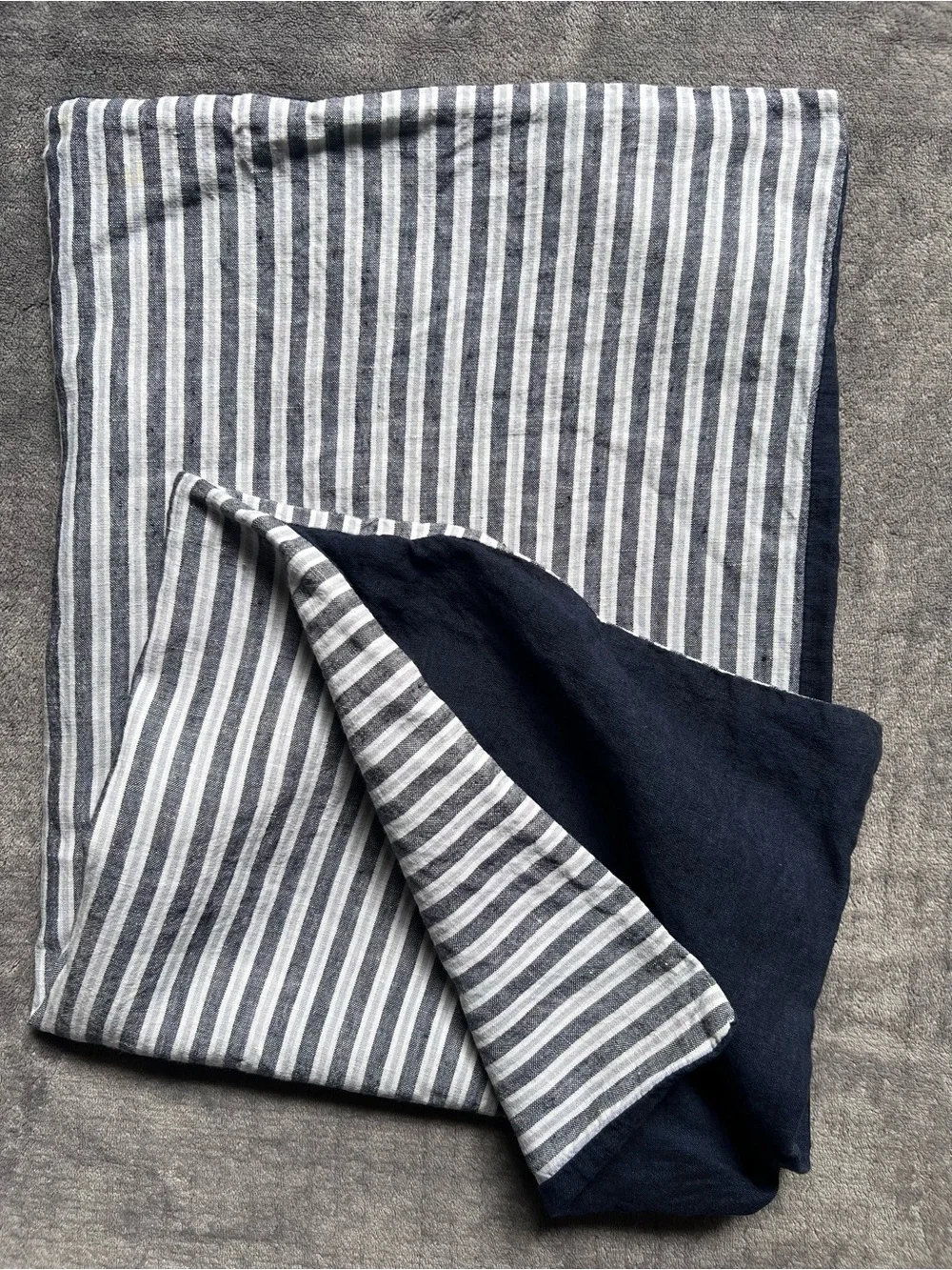 West Elm 100% Linen Euro Pillow Sham 26x26 Gray Navy Adults Bedding Natural